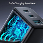 Chargeur 3 ports USB double Type-C GaN 65W JOYROOM JR-TG10 avec câble Type-C vers 8 broches, prise britannique