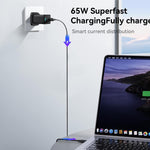 Chargeur 3 ports USB double Type-C GaN 65W JOYROOM JR-TG10 avec câble Type-C vers 8 broches, prise britannique