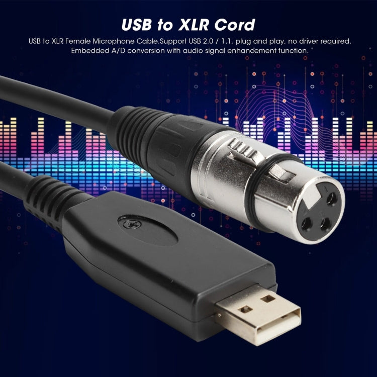 Câble d'enregistrement microphone USB vers XLR femelle US18, 2m, 3m
