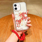 Coque de téléphone magnétique à couverture totale en acrylique Année du cheval avec lanière, pour iPhone 13, pour iPhone 12, pour iPhone 12 Pro Max, pour iPhone 12 Pro
