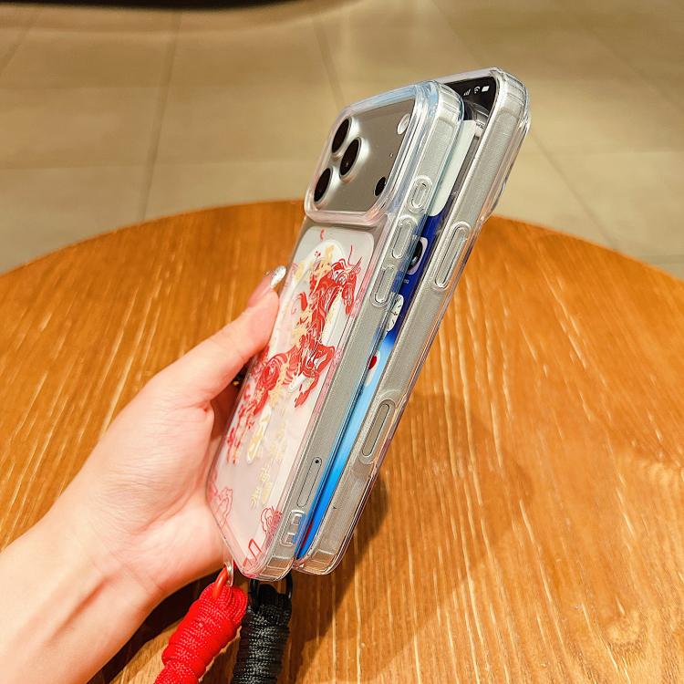 Coque de téléphone magnétique à couverture totale en acrylique Année du cheval avec lanière, pour iPhone 13, pour iPhone 12, pour iPhone 12 Pro Max, pour iPhone 12 Pro