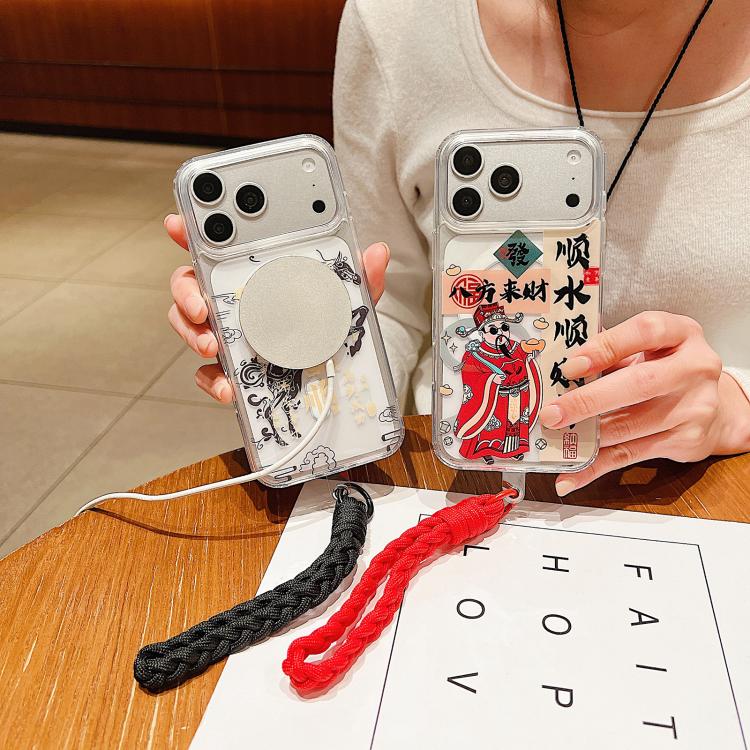Coque de téléphone magnétique à couverture totale en acrylique Année du cheval avec lanière, pour iPhone 13, pour iPhone 12, pour iPhone 12 Pro Max, pour iPhone 12 Pro