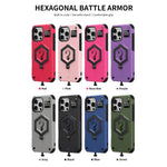 Coque de téléphone à balance avec support magnétique Hexagon Armor, pour iPhone 16, pour iPhone 15 Pro Max, pour iPhone 15 Pro, pour iPhone 15 Plus, pour iPhone 15, pour iPhone 14 Plus