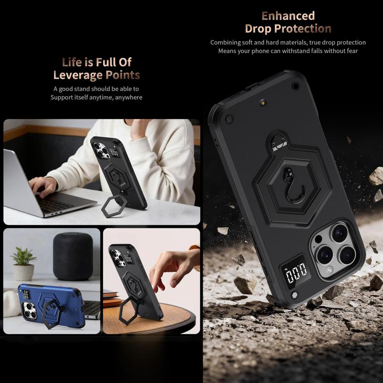 Coque de téléphone à balance avec support magnétique Hexagon Armor, pour iPhone 16, pour iPhone 15 Pro Max, pour iPhone 15 Pro, pour iPhone 15 Plus, pour iPhone 15, pour iPhone 14 Plus