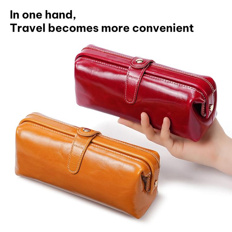 Trousse de toilette et de maquillage en cuir huilé