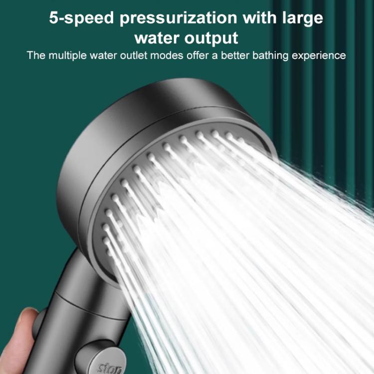 Pommeau de douche portable à 5 réglages de pression avec bouton d'arrêt d'eau
