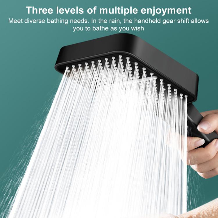 Pommeau de douche carré grande taille, portable et pressurisée, avec 3 réglages réglables