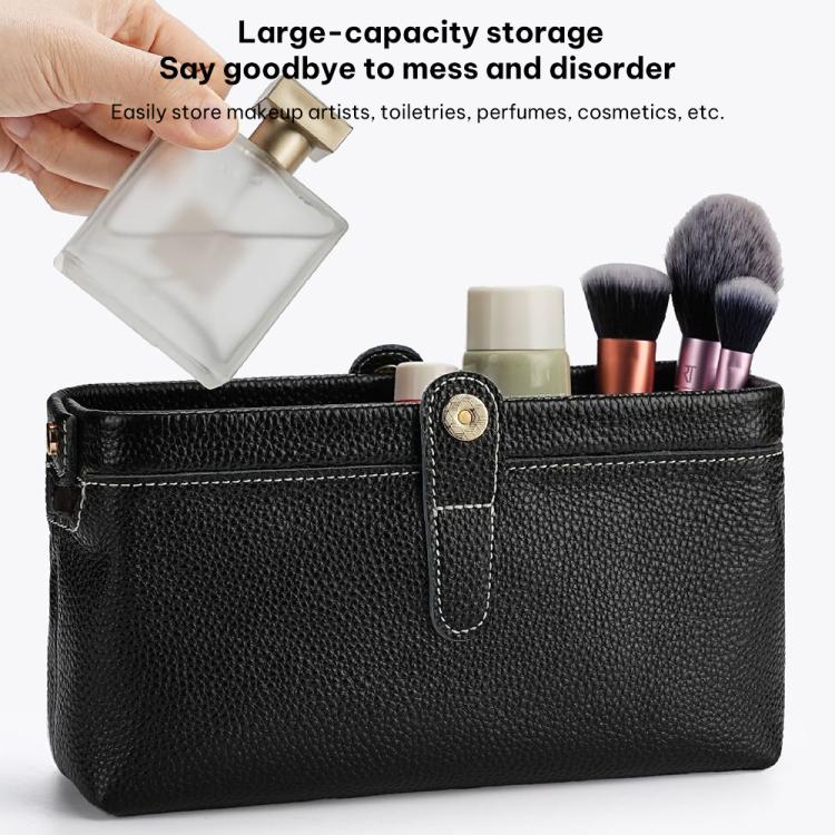 Trousse de rangement pour outils de maquillage en cuir véritable, facile à nettoyer