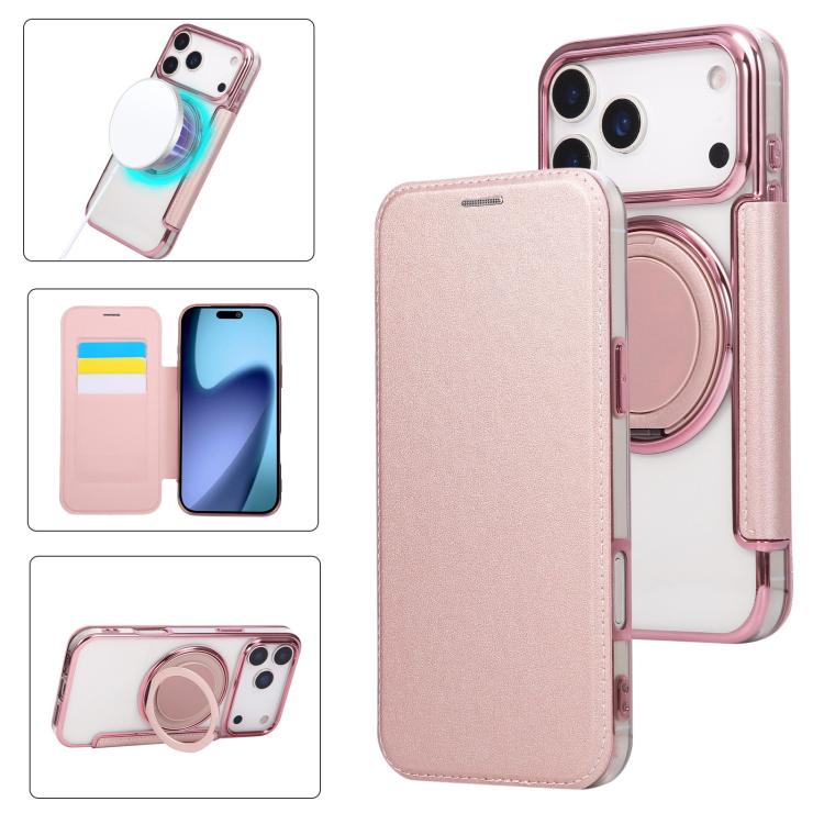 Étui de téléphone en cuir végétalien plaqué magnétique avec support rotatif ultra-mince, Pour iPhone 17e / 16e, Pour iPhone 17 Pro Max, Pour iPhone 17 Pro, Pour iPhone 17, Pour iPhone Air, Pour iPhone 16 Pro Max