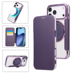 Étui de téléphone en cuir végétalien plaqué magnétique avec support rotatif ultra-mince, Pour iPhone 17e / 16e, Pour iPhone 17 Pro Max, Pour iPhone 17 Pro, Pour iPhone 17, Pour iPhone Air, Pour iPhone 16 Pro Max