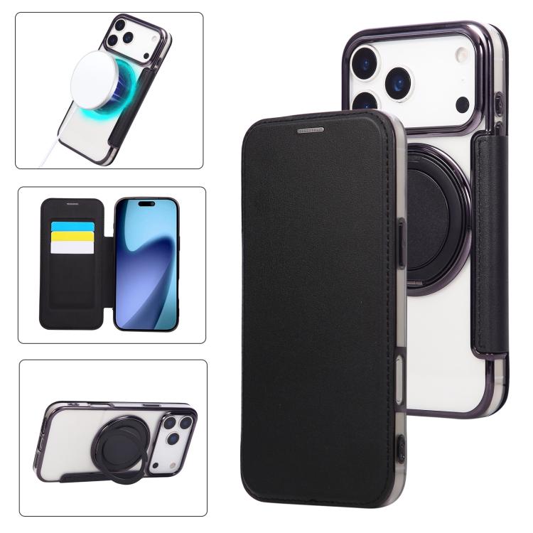 Étui de téléphone en cuir végétalien plaqué magnétique avec support rotatif ultra-mince, Pour iPhone 17e / 16e, Pour iPhone 17 Pro Max, Pour iPhone 17 Pro, Pour iPhone 17, Pour iPhone Air, Pour iPhone 16 Pro Max