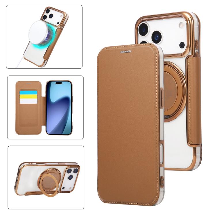 Étui de téléphone en cuir végétalien plaqué magnétique avec support rotatif ultra-mince, Pour iPhone 17e / 16e, Pour iPhone 17 Pro Max, Pour iPhone 17 Pro, Pour iPhone 17, Pour iPhone Air, Pour iPhone 16 Pro Max