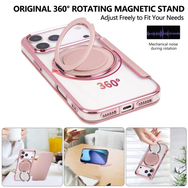 Étui de téléphone en cuir végétalien plaqué magnétique avec support rotatif ultra-mince, Pour iPhone 17e / 16e, Pour iPhone 17 Pro Max, Pour iPhone 17 Pro, Pour iPhone 17, Pour iPhone Air, Pour iPhone 16 Pro Max