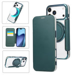 Étui de téléphone en cuir végétalien plaqué magnétique avec support rotatif ultra-mince, Pour iPhone 17e / 16e, Pour iPhone 17 Pro Max, Pour iPhone 17 Pro, Pour iPhone 17, Pour iPhone Air, Pour iPhone 16 Pro Max