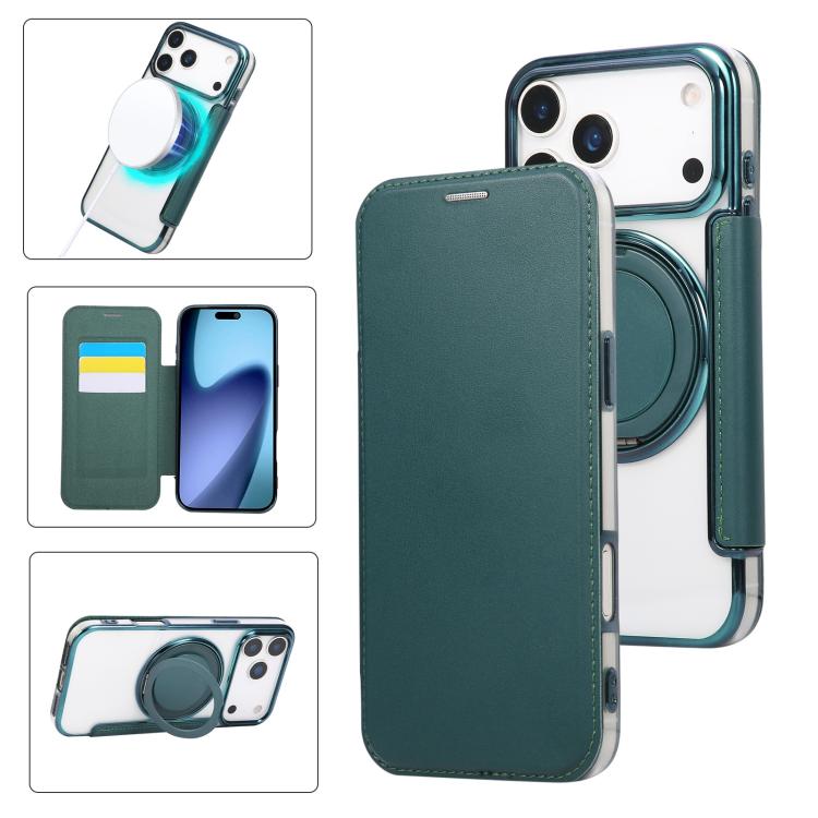 Étui de téléphone en cuir végétalien plaqué magnétique avec support rotatif ultra-mince, Pour iPhone 17e / 16e, Pour iPhone 17 Pro Max, Pour iPhone 17 Pro, Pour iPhone 17, Pour iPhone Air, Pour iPhone 16 Pro Max