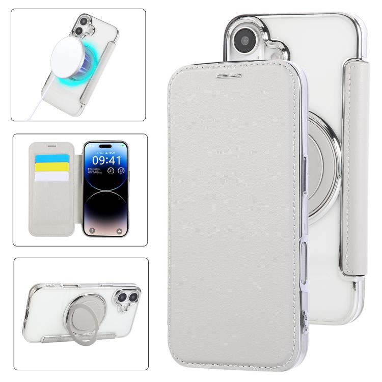 Étui de téléphone en cuir végétalien plaqué magnétique avec support rotatif ultra-mince, Pour iPhone 17e / 16e, Pour iPhone 17 Pro Max, Pour iPhone 17 Pro, Pour iPhone 17, Pour iPhone Air, Pour iPhone 16 Pro Max