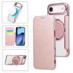 Étui de téléphone en cuir végétalien plaqué magnétique avec support rotatif ultra-mince, Pour iPhone 17e / 16e, Pour iPhone 17 Pro Max, Pour iPhone 17 Pro, Pour iPhone 17, Pour iPhone Air, Pour iPhone 16 Pro Max