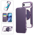 Étui de téléphone en cuir végétalien plaqué magnétique avec support rotatif ultra-mince, Pour iPhone 17e / 16e, Pour iPhone 17 Pro Max, Pour iPhone 17 Pro, Pour iPhone 17, Pour iPhone Air, Pour iPhone 16 Pro Max