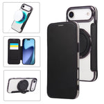 Étui de téléphone en cuir végétalien plaqué magnétique avec support rotatif ultra-mince, Pour iPhone 17e / 16e, Pour iPhone 17 Pro Max, Pour iPhone 17 Pro, Pour iPhone 17, Pour iPhone Air, Pour iPhone 16 Pro Max