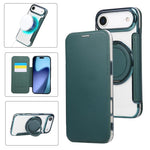 Étui de téléphone en cuir végétalien plaqué magnétique avec support rotatif ultra-mince, Pour iPhone 17e / 16e, Pour iPhone 17 Pro Max, Pour iPhone 17 Pro, Pour iPhone 17, Pour iPhone Air, Pour iPhone 16 Pro Max