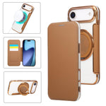 Étui de téléphone en cuir végétalien plaqué magnétique avec support rotatif ultra-mince, Pour iPhone 17e / 16e, Pour iPhone 17 Pro Max, Pour iPhone 17 Pro, Pour iPhone 17, Pour iPhone Air, Pour iPhone 16 Pro Max