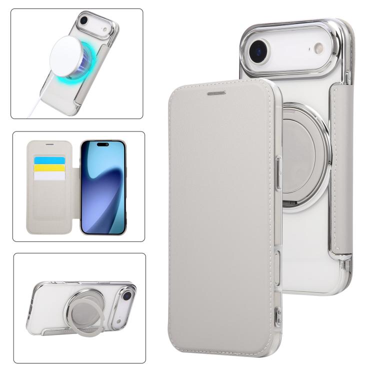 Étui de téléphone en cuir végétalien plaqué magnétique avec support rotatif ultra-mince, Pour iPhone 17e / 16e, Pour iPhone 17 Pro Max, Pour iPhone 17 Pro, Pour iPhone 17, Pour iPhone Air, Pour iPhone 16 Pro Max