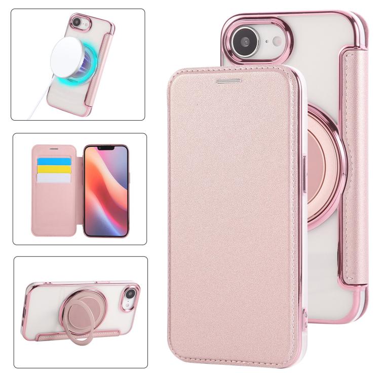 Étui de téléphone en cuir végétalien plaqué magnétique avec support rotatif ultra-mince, Pour iPhone 17e / 16e, Pour iPhone 17 Pro Max, Pour iPhone 17 Pro, Pour iPhone 17, Pour iPhone Air, Pour iPhone 16 Pro Max