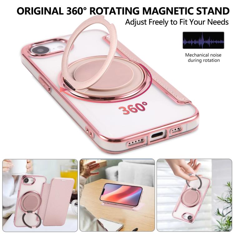 Étui de téléphone en cuir végétalien plaqué magnétique avec support rotatif ultra-mince, Pour iPhone 17e / 16e, Pour iPhone 17 Pro Max, Pour iPhone 17 Pro, Pour iPhone 17, Pour iPhone Air, Pour iPhone 16 Pro Max