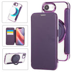 Étui de téléphone en cuir végétalien plaqué magnétique avec support rotatif ultra-mince, Pour iPhone 17e / 16e, Pour iPhone 17 Pro Max, Pour iPhone 17 Pro, Pour iPhone 17, Pour iPhone Air, Pour iPhone 16 Pro Max