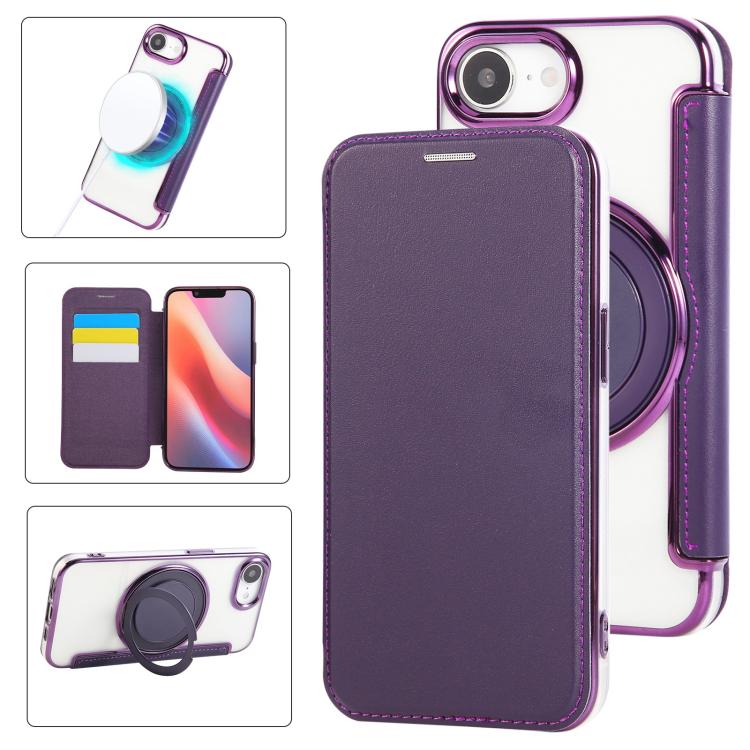 Étui de téléphone en cuir végétalien plaqué magnétique avec support rotatif ultra-mince, Pour iPhone 17e / 16e, Pour iPhone 17 Pro Max, Pour iPhone 17 Pro, Pour iPhone 17, Pour iPhone Air, Pour iPhone 16 Pro Max