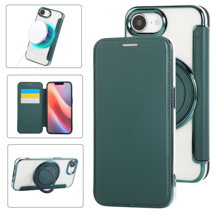 Étui de téléphone en cuir végétalien plaqué magnétique avec support rotatif ultra-mince, Pour iPhone 17e / 16e, Pour iPhone 17 Pro Max, Pour iPhone 17 Pro, Pour iPhone 17, Pour iPhone Air, Pour iPhone 16 Pro Max