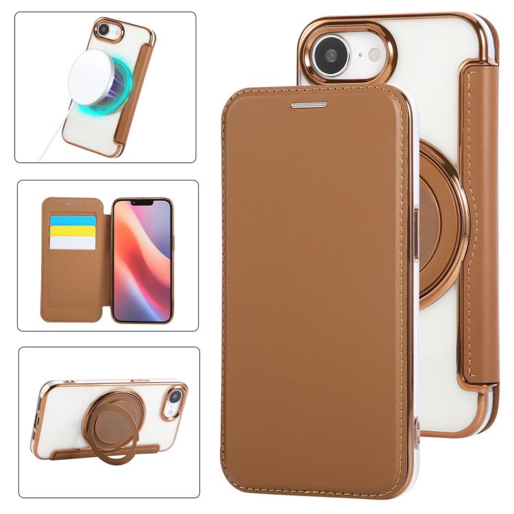 Étui de téléphone en cuir végétalien plaqué magnétique avec support rotatif ultra-mince, Pour iPhone 17e / 16e, Pour iPhone 17 Pro Max, Pour iPhone 17 Pro, Pour iPhone 17, Pour iPhone Air, Pour iPhone 16 Pro Max