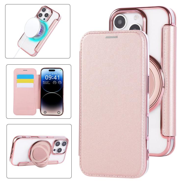 Étui de téléphone en cuir vegan plaqué magnétique ultra-fin avec support rotatif, pour iPhone 16 Pro, pour iPhone 16 Plus, pour iPhone 16, pour iPhone 15 Pro Max, pour iPhone 15 Pro, pour iPhone 15 Plus / 14 Plus