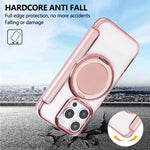Étui de téléphone en cuir vegan plaqué magnétique ultra-fin avec support rotatif, pour iPhone 16 Pro, pour iPhone 16 Plus, pour iPhone 16, pour iPhone 15 Pro Max, pour iPhone 15 Pro, pour iPhone 15 Plus / 14 Plus