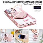 Étui de téléphone en cuir vegan plaqué magnétique ultra-fin avec support rotatif, pour iPhone 16 Pro, pour iPhone 16 Plus, pour iPhone 16, pour iPhone 15 Pro Max, pour iPhone 15 Pro, pour iPhone 15 Plus / 14 Plus