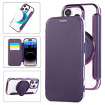 Étui de téléphone en cuir vegan plaqué magnétique ultra-fin avec support rotatif, pour iPhone 16 Pro, pour iPhone 16 Plus, pour iPhone 16, pour iPhone 15 Pro Max, pour iPhone 15 Pro, pour iPhone 15 Plus / 14 Plus