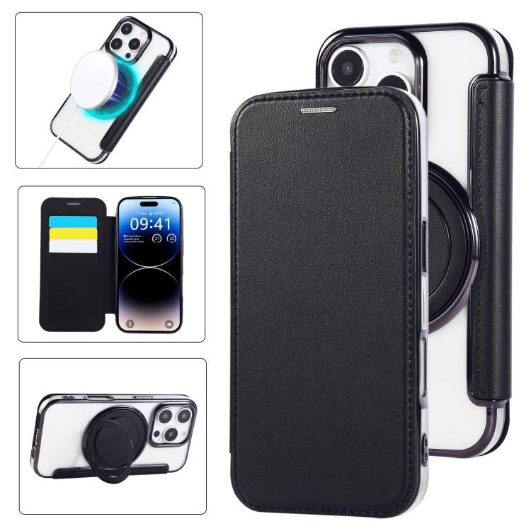 Étui de téléphone en cuir vegan plaqué magnétique ultra-fin avec support rotatif, pour iPhone 16 Pro, pour iPhone 16 Plus, pour iPhone 16, pour iPhone 15 Pro Max, pour iPhone 15 Pro, pour iPhone 15 Plus / 14 Plus