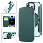 Étui de téléphone en cuir vegan plaqué magnétique ultra-fin avec support rotatif, pour iPhone 16 Pro, pour iPhone 16 Plus, pour iPhone 16, pour iPhone 15 Pro Max, pour iPhone 15 Pro, pour iPhone 15 Plus / 14 Plus