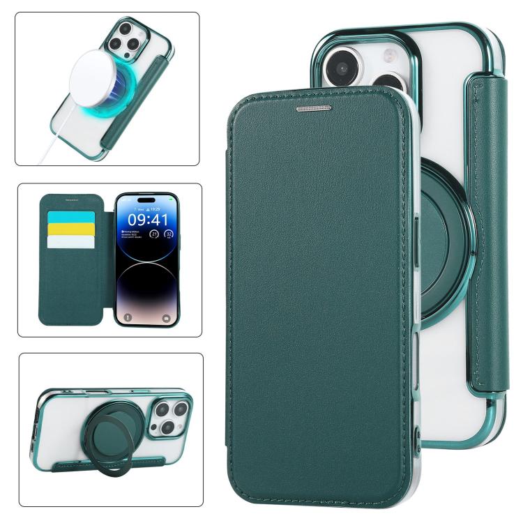 Étui de téléphone en cuir vegan plaqué magnétique ultra-fin avec support rotatif, pour iPhone 16 Pro, pour iPhone 16 Plus, pour iPhone 16, pour iPhone 15 Pro Max, pour iPhone 15 Pro, pour iPhone 15 Plus / 14 Plus