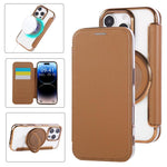 Étui de téléphone en cuir vegan plaqué magnétique ultra-fin avec support rotatif, pour iPhone 16 Pro, pour iPhone 16 Plus, pour iPhone 16, pour iPhone 15 Pro Max, pour iPhone 15 Pro, pour iPhone 15 Plus / 14 Plus
