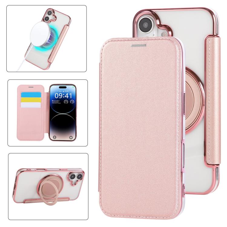 Étui de téléphone en cuir vegan plaqué magnétique ultra-fin avec support rotatif, pour iPhone 16 Pro, pour iPhone 16 Plus, pour iPhone 16, pour iPhone 15 Pro Max, pour iPhone 15 Pro, pour iPhone 15 Plus / 14 Plus