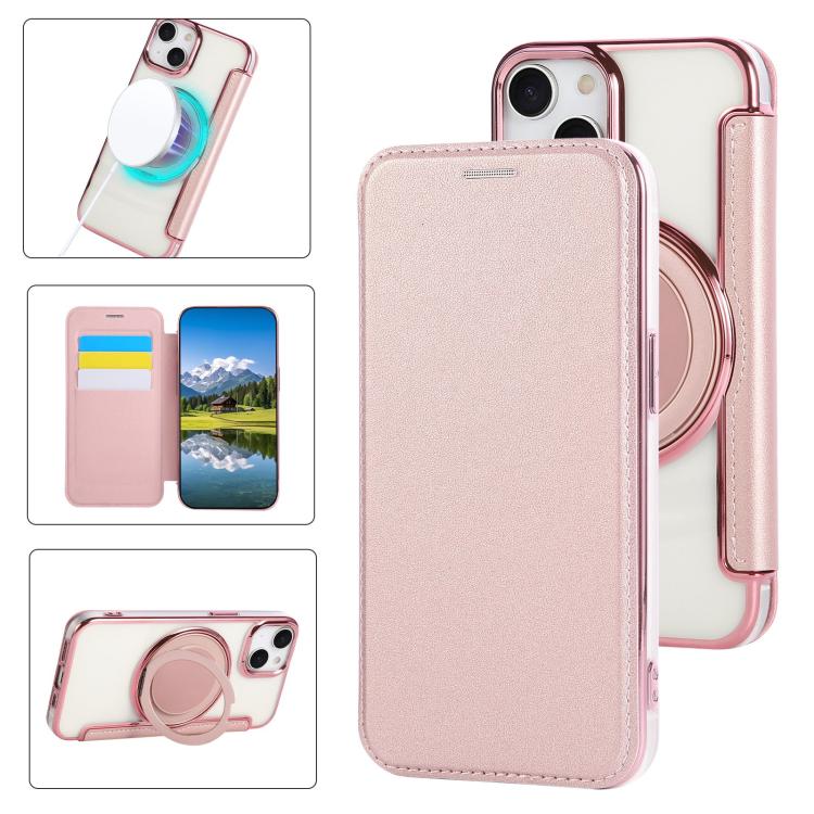 Étui de téléphone en cuir vegan plaqué magnétique ultra-fin avec support rotatif, pour iPhone 16 Pro, pour iPhone 16 Plus, pour iPhone 16, pour iPhone 15 Pro Max, pour iPhone 15 Pro, pour iPhone 15 Plus / 14 Plus