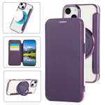 Étui de téléphone en cuir vegan plaqué magnétique ultra-fin avec support rotatif, pour iPhone 16 Pro, pour iPhone 16 Plus, pour iPhone 16, pour iPhone 15 Pro Max, pour iPhone 15 Pro, pour iPhone 15 Plus / 14 Plus