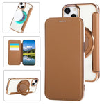 Étui de téléphone en cuir vegan plaqué magnétique ultra-fin avec support rotatif, pour iPhone 16 Pro, pour iPhone 16 Plus, pour iPhone 16, pour iPhone 15 Pro Max, pour iPhone 15 Pro, pour iPhone 15 Plus / 14 Plus