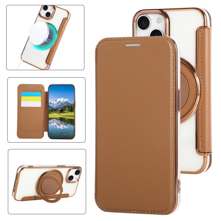 Étui de téléphone en cuir vegan plaqué magnétique ultra-fin avec support rotatif, pour iPhone 16 Pro, pour iPhone 16 Plus, pour iPhone 16, pour iPhone 15 Pro Max, pour iPhone 15 Pro, pour iPhone 15 Plus / 14 Plus