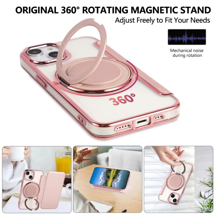 Étui de téléphone en cuir végétalien plaqué magnétique ultra-mince avec support rotatif, Pour iPhone 15, Pour iPhone 14 / 13, Pour iPhone 14 Pro, Pour iPhone 14 Pro Max, Pour iPhone 13 Pro Max, Pour iPhone 13 Pro