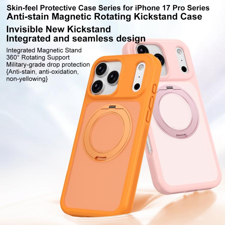 Étui de téléphone avec armure magnétique et support rotatif anti-taches doux pour la peau, Pour iPhone 17 Pro Max, Pour iPhone 17 Pro