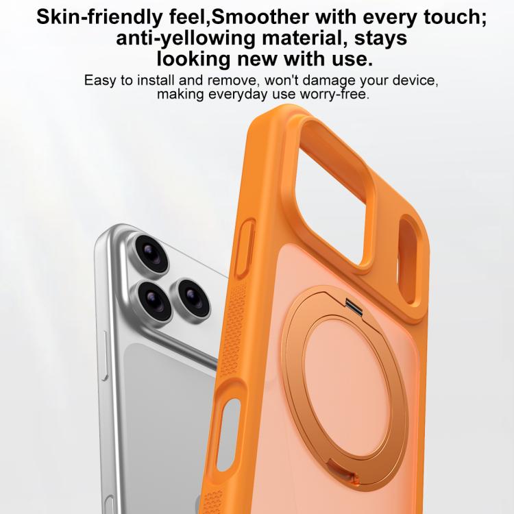Étui de téléphone avec armure magnétique et support rotatif anti-taches doux pour la peau, Pour iPhone 17 Pro Max, Pour iPhone 17 Pro