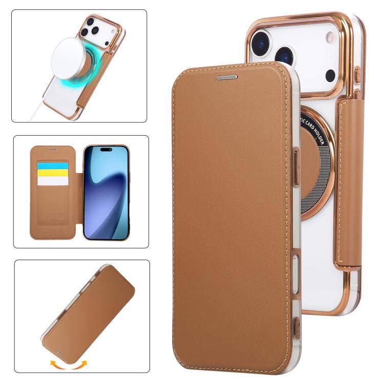 Étui de téléphone en cuir vegan à placage magnétique ultra-fin, Pour iPhone 17 Pro Max, Pour iPhone 17 Pro, Pour iPhone 17, Pour iPhone Air, Pour iPhone 16e, Pour iPhone 16 Pro Max