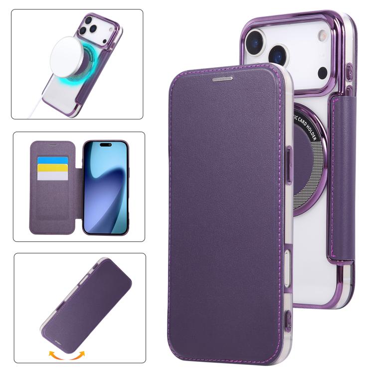 Étui de téléphone en cuir vegan à placage magnétique ultra-fin, Pour iPhone 17 Pro Max, Pour iPhone 17 Pro, Pour iPhone 17, Pour iPhone Air, Pour iPhone 16e, Pour iPhone 16 Pro Max